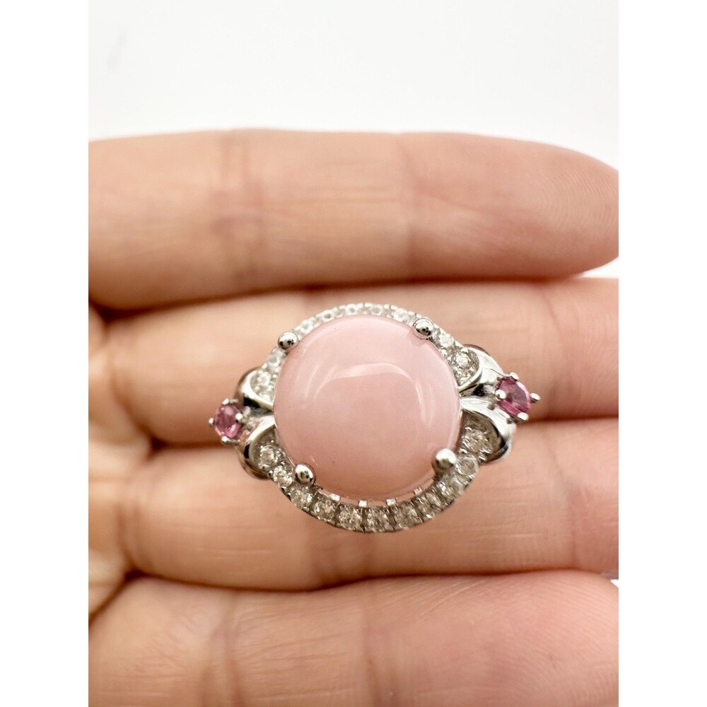 925 Sterling Silver Pink Opal Spinel Ring Size 7
